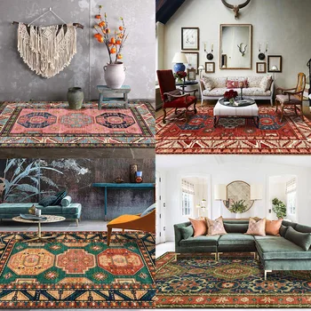 

Fashion retro elegant ethnic style geometric multicolor living room bedroom bedside carpet floor mats