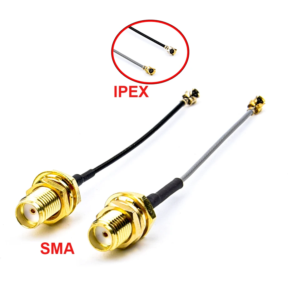 2 Cavi Antenna WiFi U.FL A RP-SMA Angolo Retto 20 Cm (8 Pollici) | Per Schede Mini PCI | Coda Di Maiale