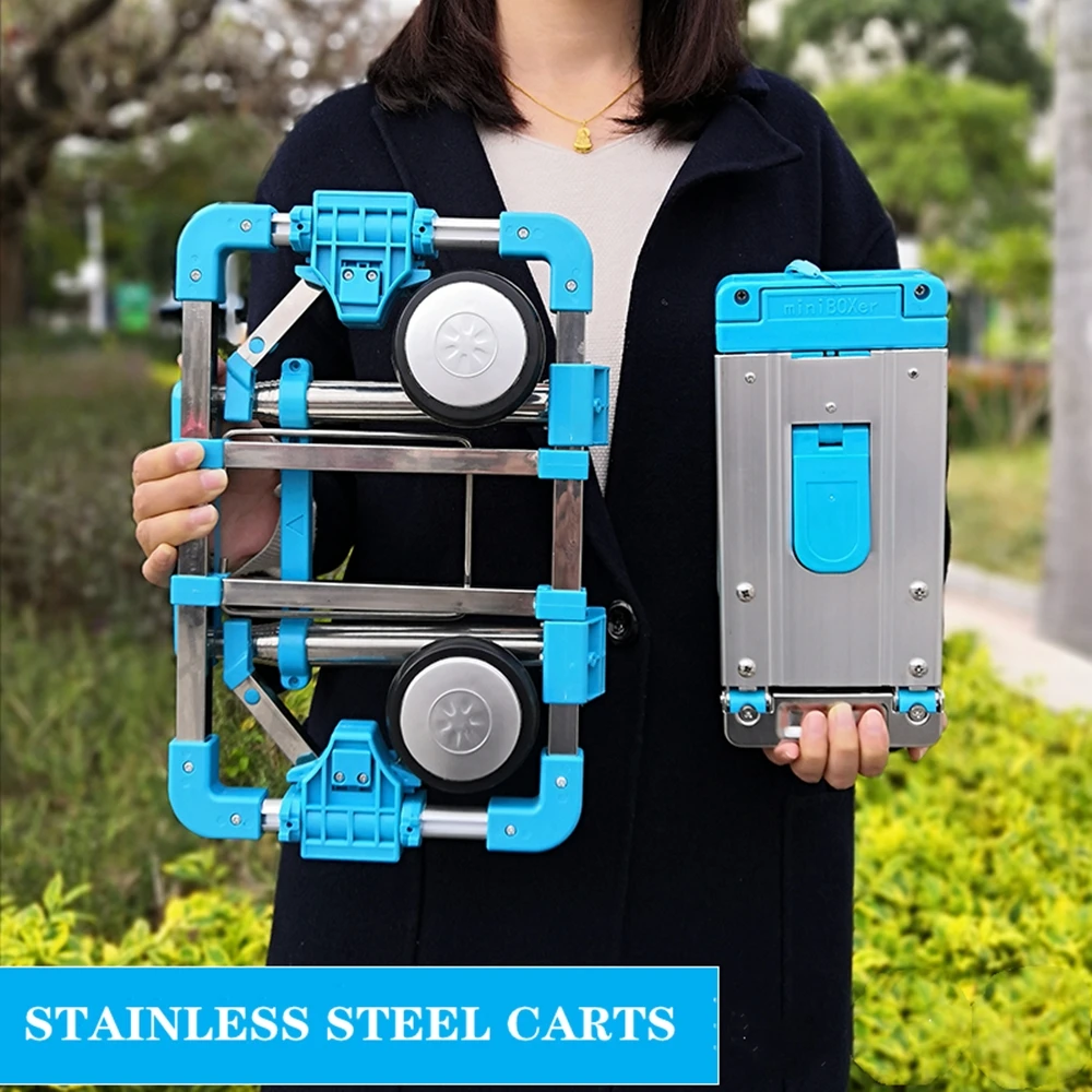 

B-LIFE Mini Garden Cart Foldable Hand Truck Smaller Than IPAD Stainless Steel Dolly Perfect for Travel Luggage Home Garden