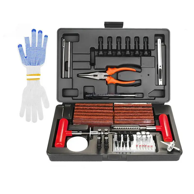 100pcs/Set Car Tire Repair Tool Set Kit Accurate tire pressure tester Emergency Heavy Duty