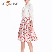 14 стиль плиссированная юбка с цветочным принтом женская повседневная Юбка До Колена Империя тонкая юбка осенняя одежда карандаш для женщин юбка плюс размер