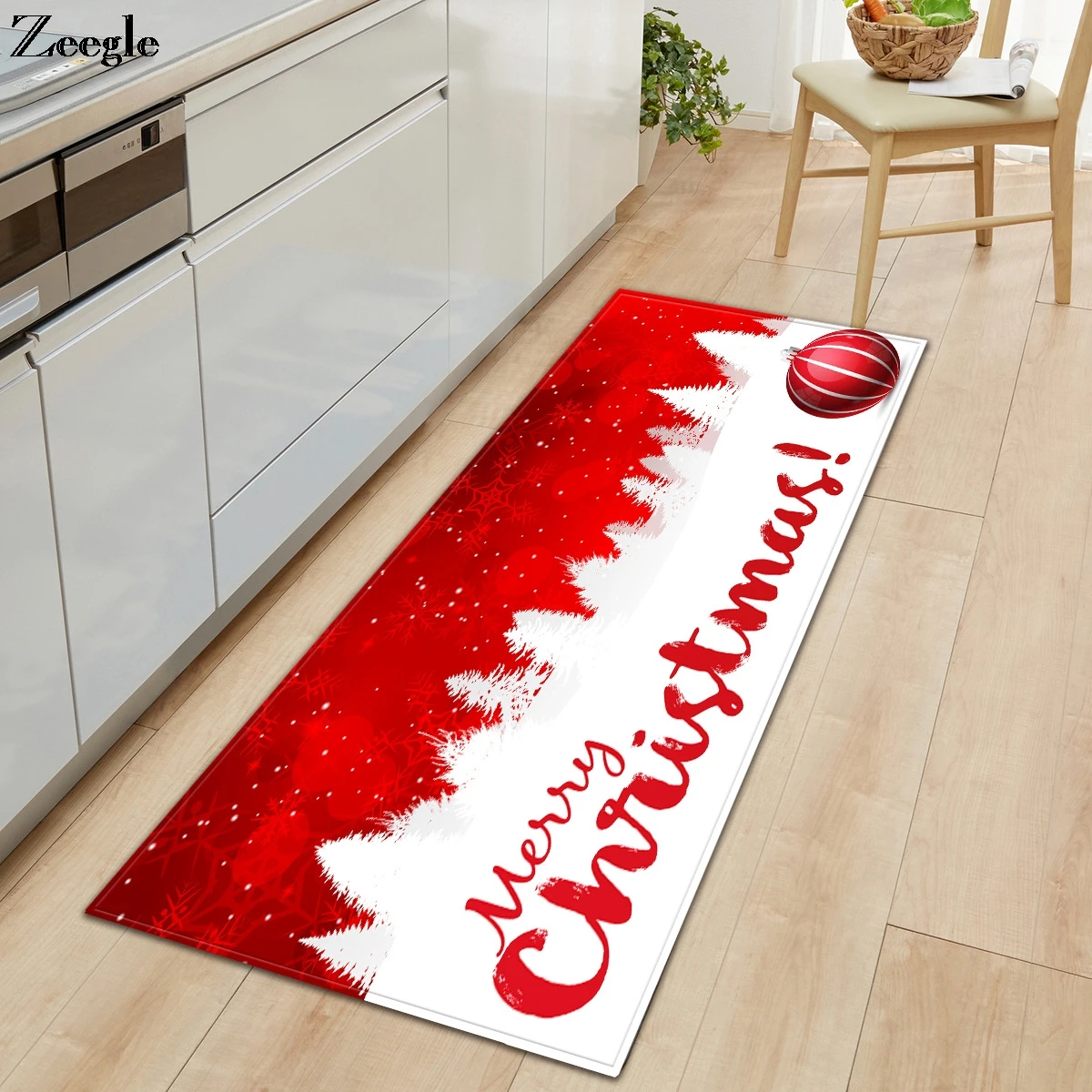Zeegle Merry Christmas Carpet Soft Kitchen Carpet Non Slip Bedside Carpet Mat Kids Room Rug Hallway Floor Rug Sofa Yoga Area Rug