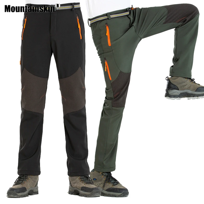 

Mountainskin Men's Winter Softshell Fleece Hiking Pants Outdoor Sports Running Skiing Trekking Camping Male Thick Trousers VA575