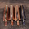 Porte-clés porte-clé à la main en cuir véritable Vintage rétro fermeture éclair longues clés sac étui porte-clés portefeuille porte-clés organisateur ► Photo 3/6