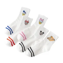Новые модные милые женские Мультяшные носки с Микки Маусом, спортивные носки, женские забавные весенние и осенние носки, Хлопковые женские полосатые носки