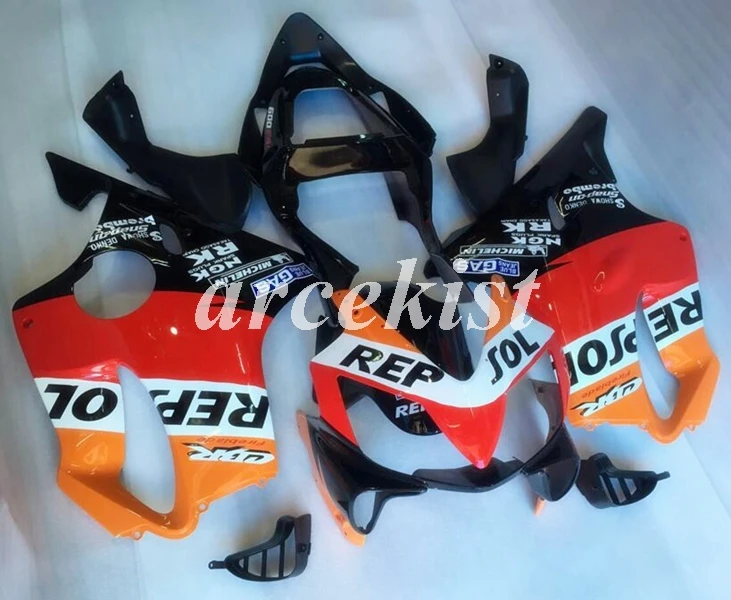 Литье под давлением ABS Обтекатели комплект подходит для Honda CBR600 FS F4i 2001 2002 2003 2004 01 02 03 04 корпус набор черный матовый - Цвет: repsol