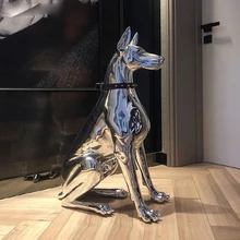 1PCS Home r Sculpture Doberman Dog Large Size Art Animal Statues Figurine Room Decoration Resin Statue Ornamentgift Holiday Gift
