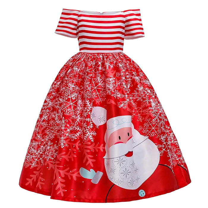 Рождественское свадебное платье для девочек от 4 до 14 лет, вечерние платья для девочек на Рождество, сатин с рисунком оленя, детское платье принцессы для подростков