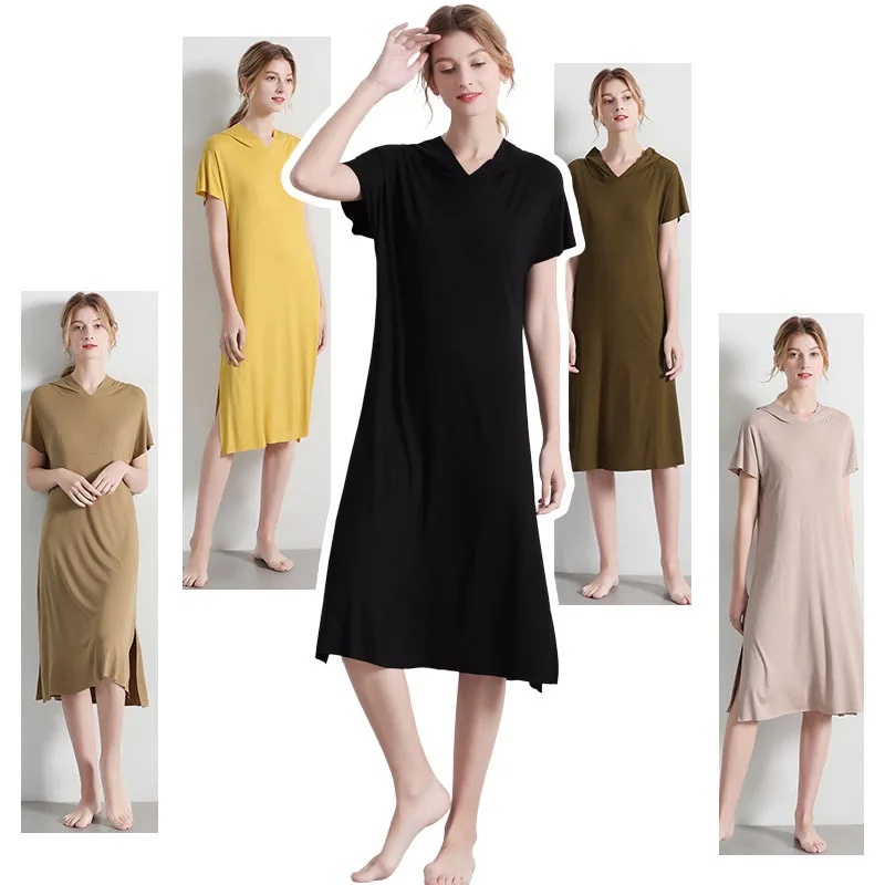 Elifashion Новинка летнее женское однотонное платье домашняя одежда пижамы и уличные