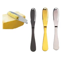 6 шт. нож для масла из нержавеющей стали 3 в 1 измельчитель сыра слайсер для бигуди для масла ножи с зубчатым краем нож для крема s Золото 8,5 ''21 см