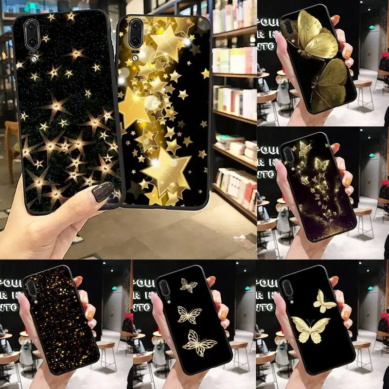 Мягкий чехол с бабочками и черным узором для Huawei P9 P10 P20 P30 Lite 2016 2017 2019 plus pro P smart |