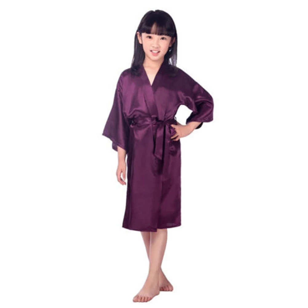 Детская одежда для маленьких девочек из шелка атласное кимоно; наряд одежда для сна с цветочным рисунком на свадьбу, банный Халат - Цвет: 6 yards