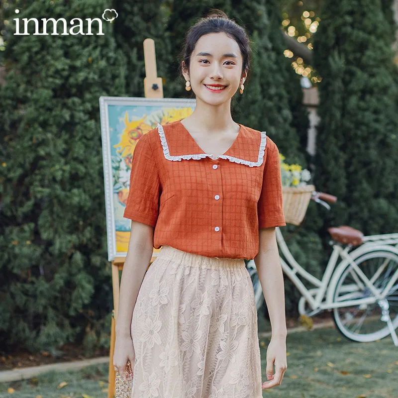 Inman Ретро Стиль 2020 Новое поступление Летнее натуральный хлопок жаккардового
