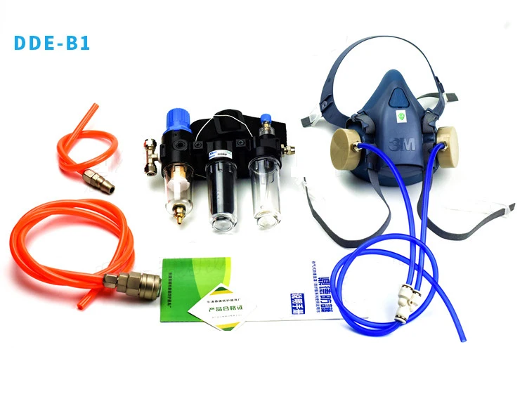 7502 Gas Mask Electric Air Supply Respirator Gas Spray Paint Chemical Protection Anti-dust Formaldehyde Multi-function Mask set - Цвет: DDE-B1-7502