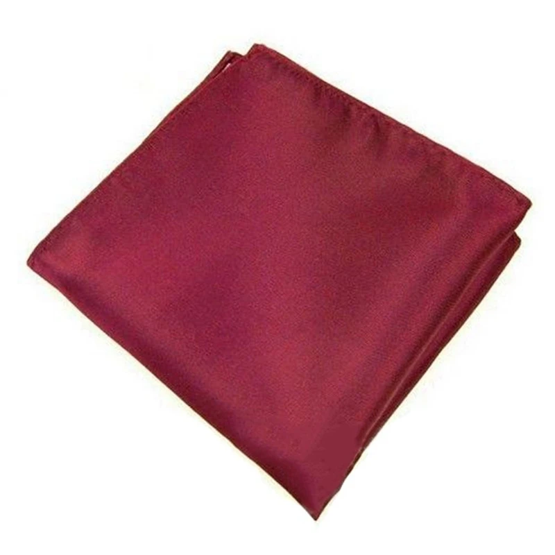 

Men's Pocket Hanky Plain Color Wedding Party Square Hankerchief (Dark Red)