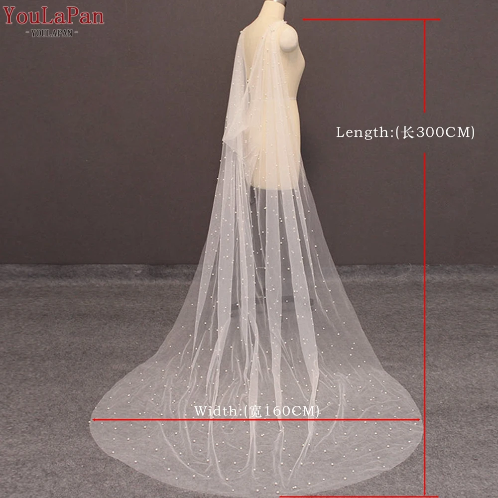 YouLaPan G41 Bridal Bolero Pearls Cape Bridal Shawl with Pearls 3M Length Evening Cape Simplicity Bride Cape Big SizeTop Bride