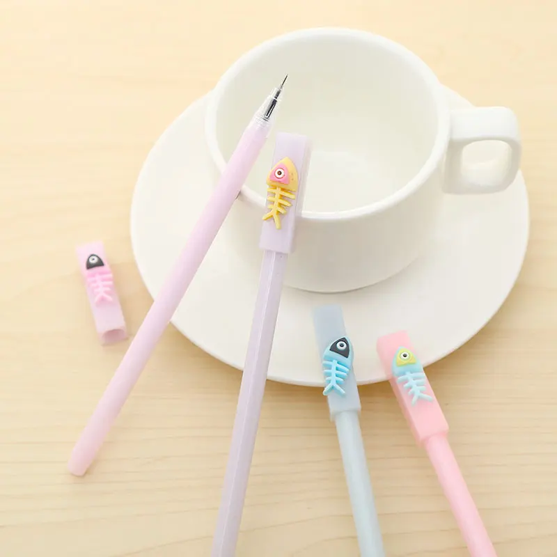 Creative Cartoon Fish Gel Pen Korean Cute Stationery Item Thing Kawaii School Material Accessory Kawai Office Funny Freebie Bts