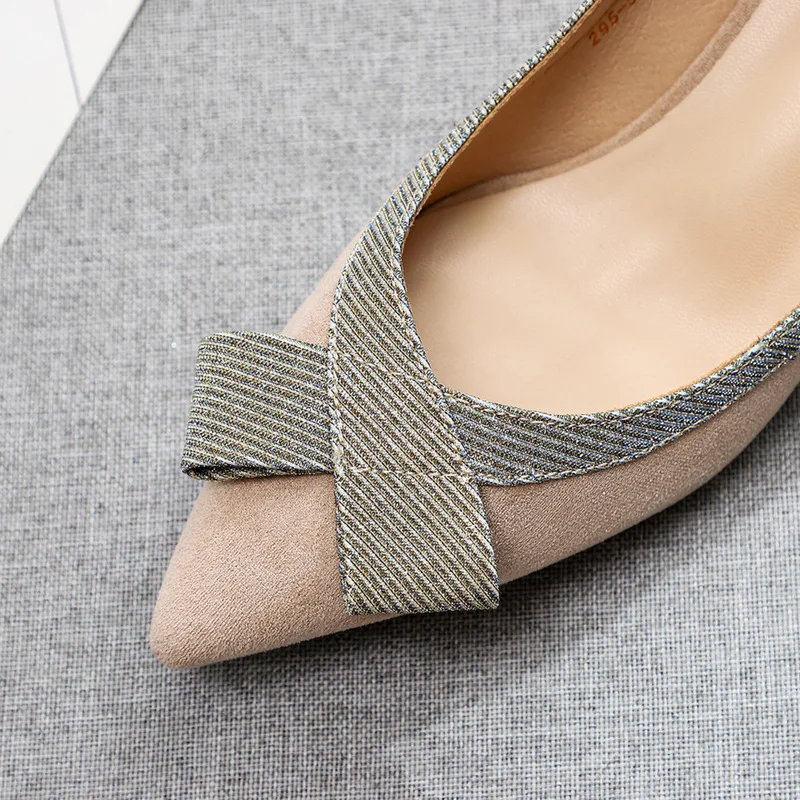 Designer Women Pumps Flock Slip On 3.5CM Thin High Heels Pointed Toe Shallow zapatos de mujer heels women size 35-42 black