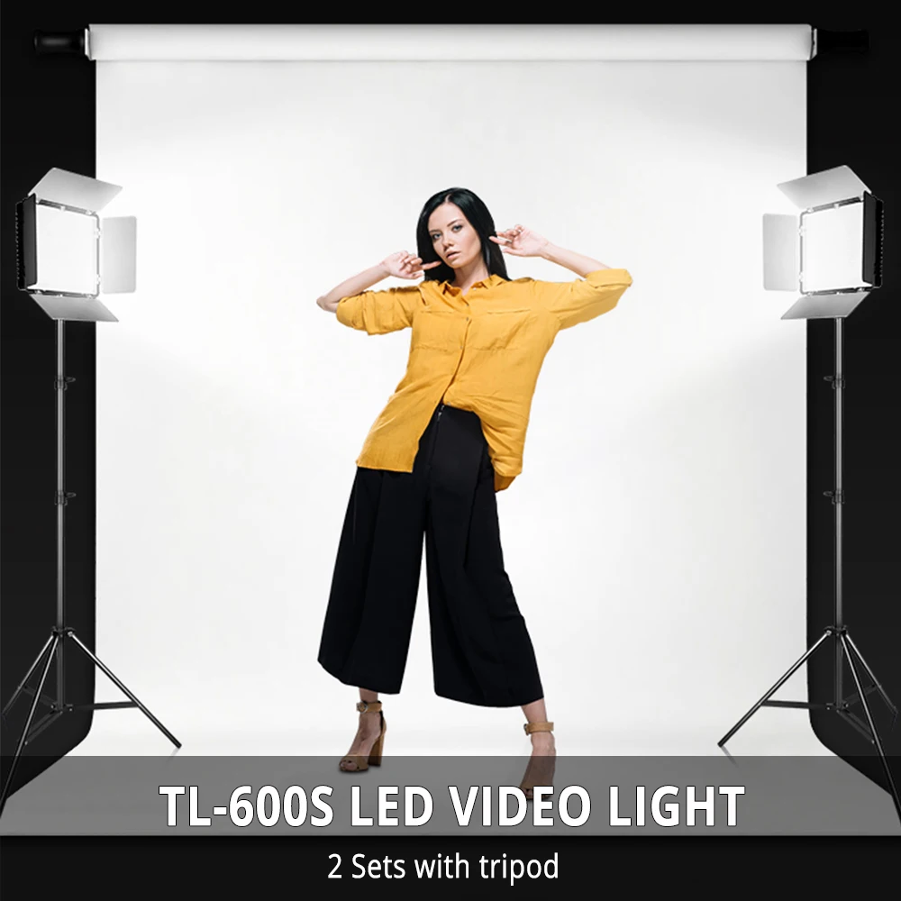 SAMTIAN Video Light TL 600S 2Sets LED Photo Studio Kit Dimmable 600pcs Panel Lamp With Tripod For photographic|Фотографическое
