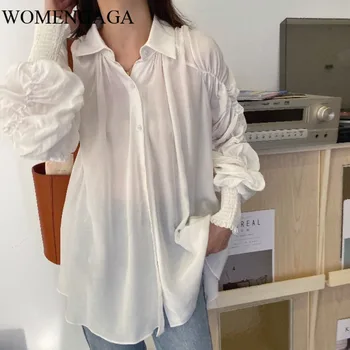 

Korea 2020 Spring Women's Shirt Long Sleeves Solid Color Ccotton Casual Ladies Blouses and Tops Fashion Women Clothing
