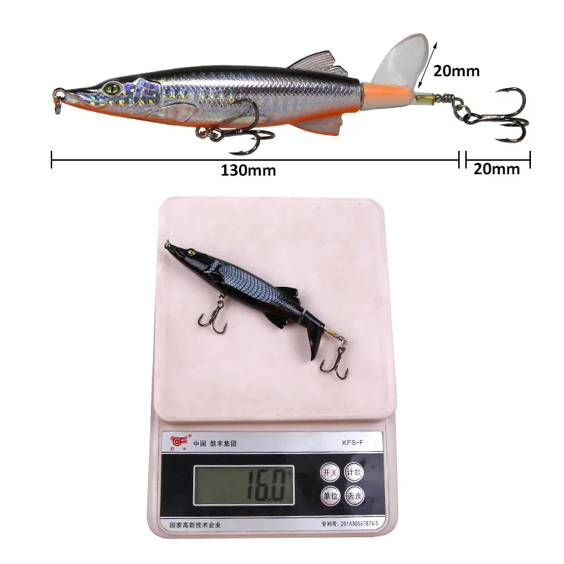 Isca de Pesca com Rotatable Novo Flopper Plopper Flutuante Popper Macio Cauda Artificial Isca Dura Swimbait Pesca 13cm 16g 8 artificial isca dura swimbait pesca