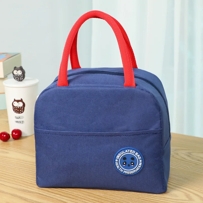 Портативный Ланч-мешок Термоизолированный Ланч-бокс большая сумка-охладитель Bento мешочек контейнер школьные сумки для хранения еды для детей - Цвет: Синий