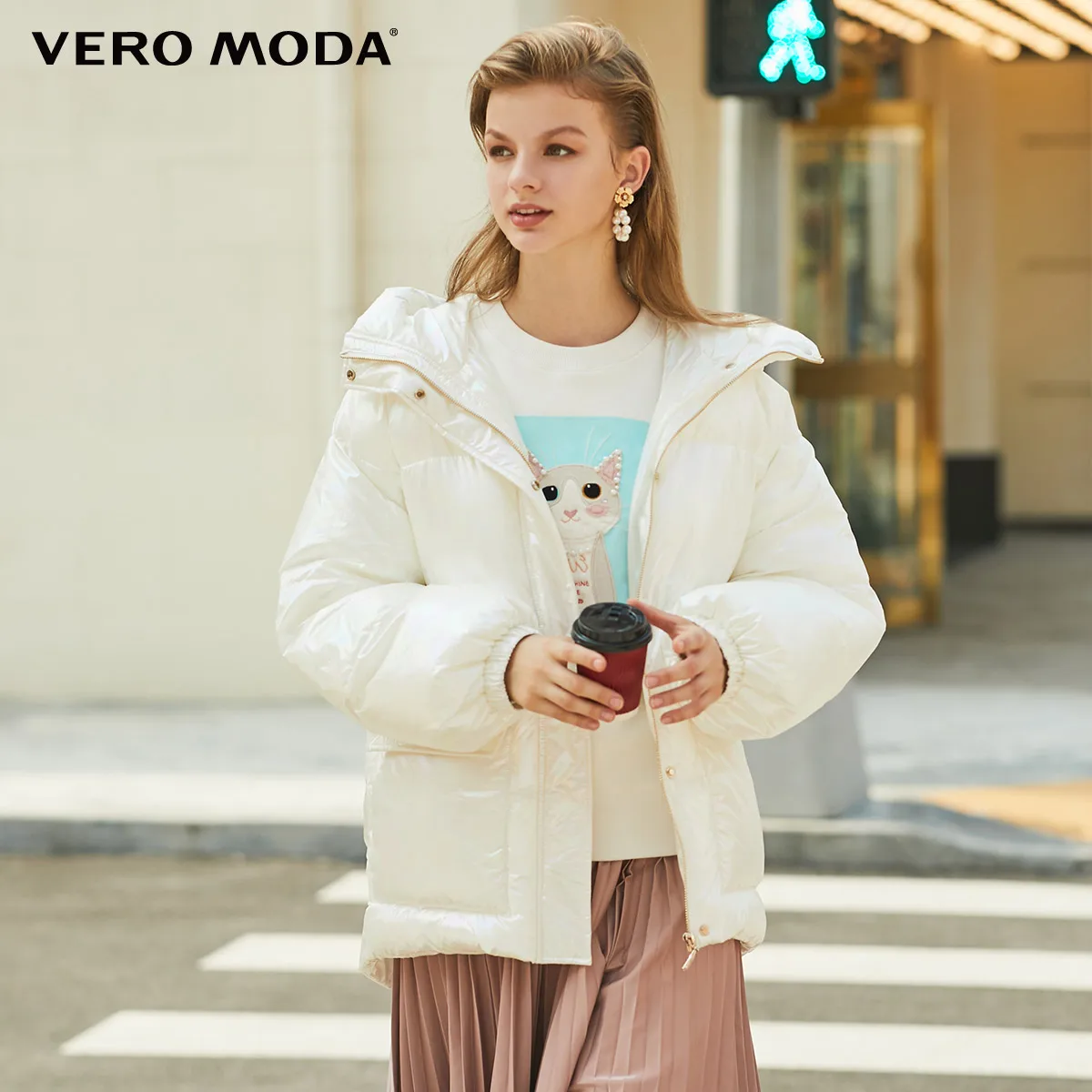 Vero Moda новые женские красочные ткани с капюшоном шнурок пальто подкладка | 319422501 - Цвет: Snow white