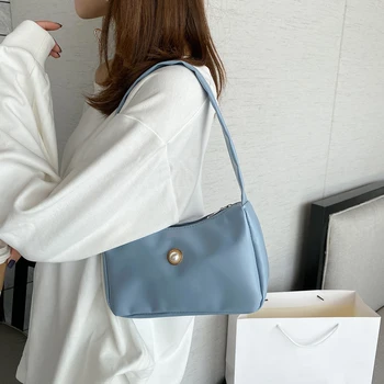 

Casual Women Handbag Female Solid Color PU Leather Pearl Classic Elegant Crossbody Shoulder Bag Shoulder Underarm Totes