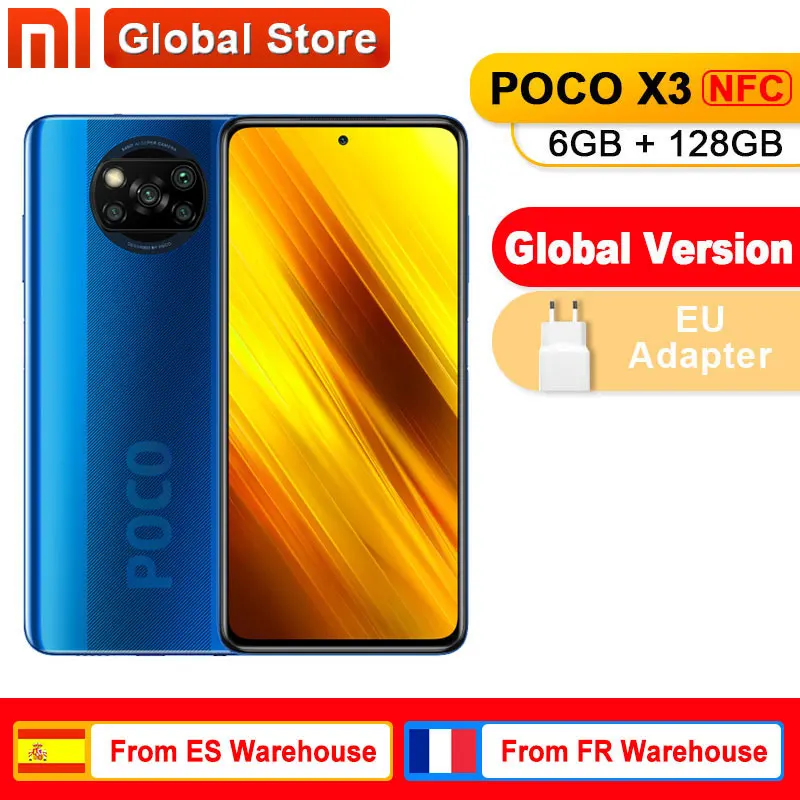 Испания Франция Международная глобальная версия смартфона Xiaomi POCO X3 NFC 6 ГБ 128