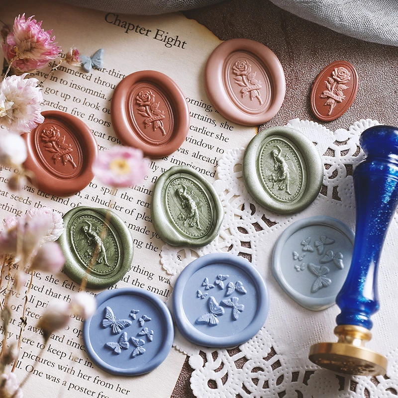 Embossed 3D Tree Pattern Wax Seal Stamps Retro Tree Flower Star Antique Wooden Sealing Scrapbooking Craft Wedding Decorative clear stamps for card making
