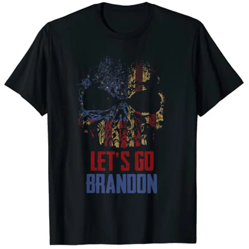 

Men's Fashion Let's Go Brandon Shirts Vintage Graphic Skull Tees T-Shirt Clothing Customized Products