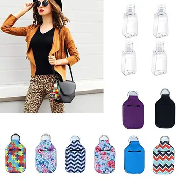 

30ml Empty Hand Sanitizer Bottle Mini Portable Travel Disinfect Bottles with Refillable Keychain Silicone Gel Holder Bottle K9S9