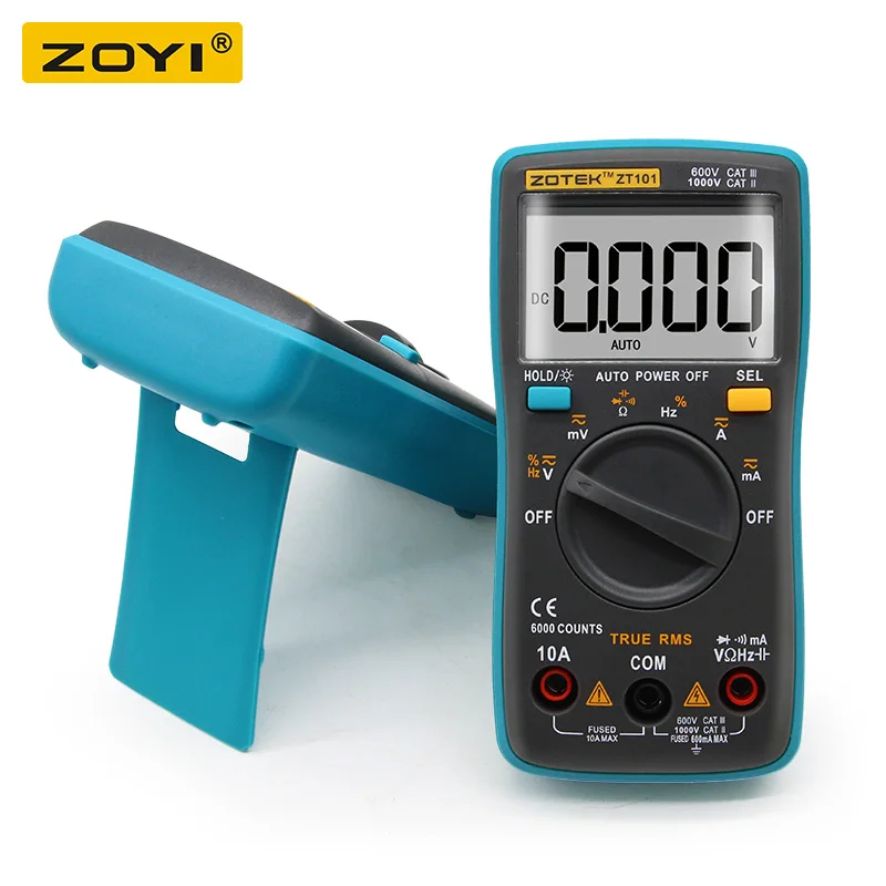 Koop RM101 ZOYI ZT101 Digitale Multimeter Backlight AC DC Ampèremeter 6000 telt AC DC Amperemeter Voltmeter Ohm Draagbare Meter voltage meter