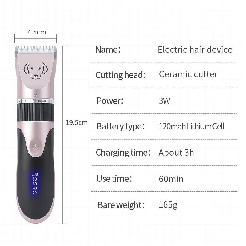 Description Picture 3 of itemPet Cat Hair Clippers for dogs Rechargeable Grooming Shaver professional Set Electric Shear Hair Trimmer for Animal kit