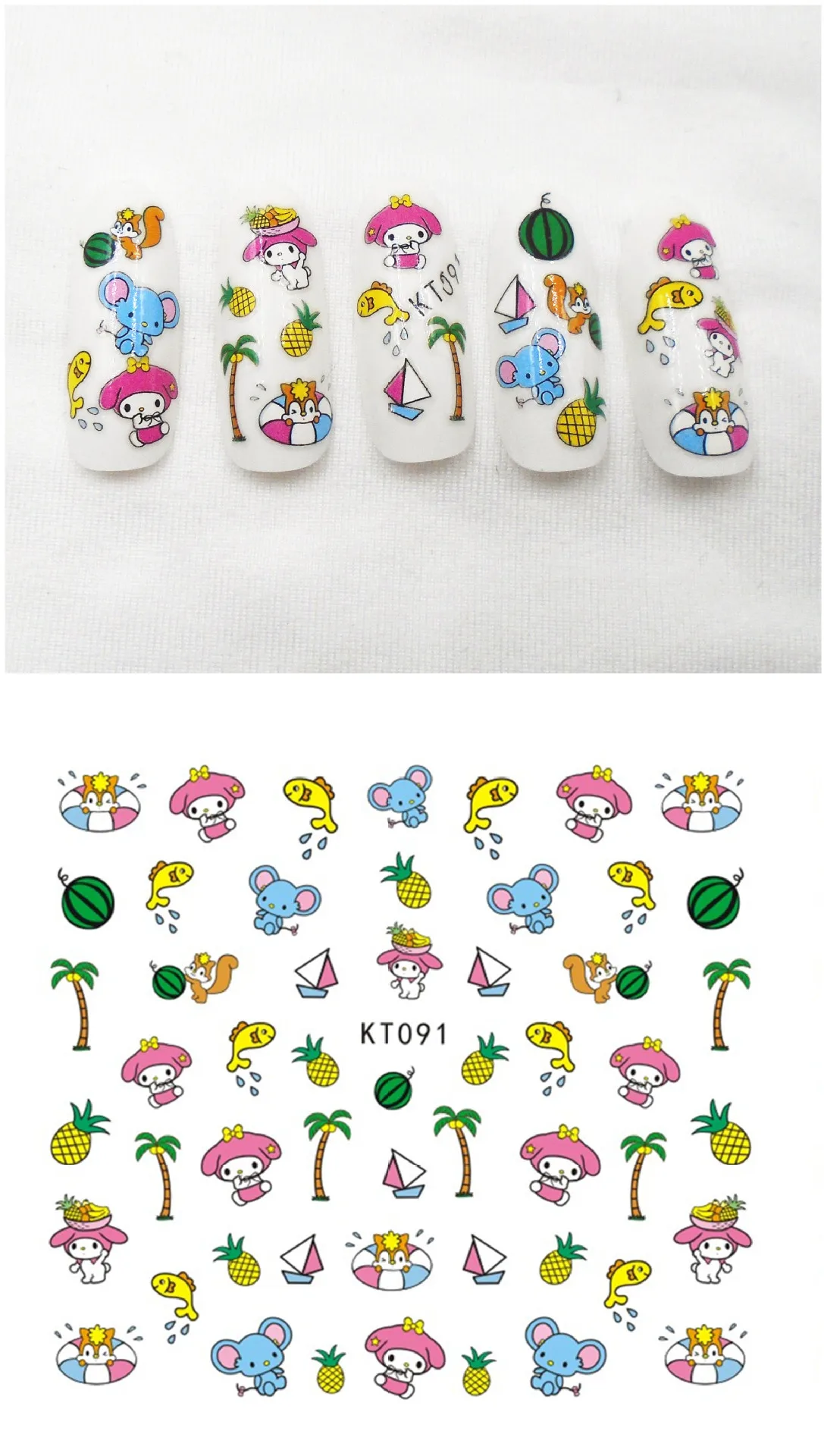 Kt091-105 стиль Chibi Maruko мультфильм кролик наклейки для ногтей