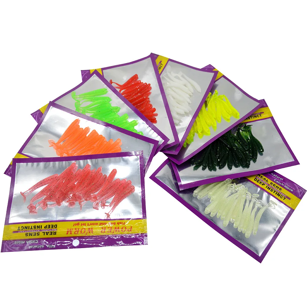 

Thread T-Tail Soft Worm 20 Packaged in the Shape of Bars 5 Cm/6cm ruan yu Lure SUPERBAIT Fishing Gear