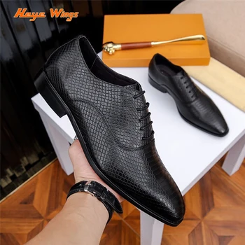 

Heye Wings New Style Oxford Python pattern cow leather men dress shoes fashion men's business shoes