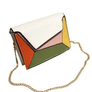

Women Leather Handbag Patchwork Color Shoulder Bag Lady Chain Strap Crossbody Tote Messenger Satchel Purse Black/White