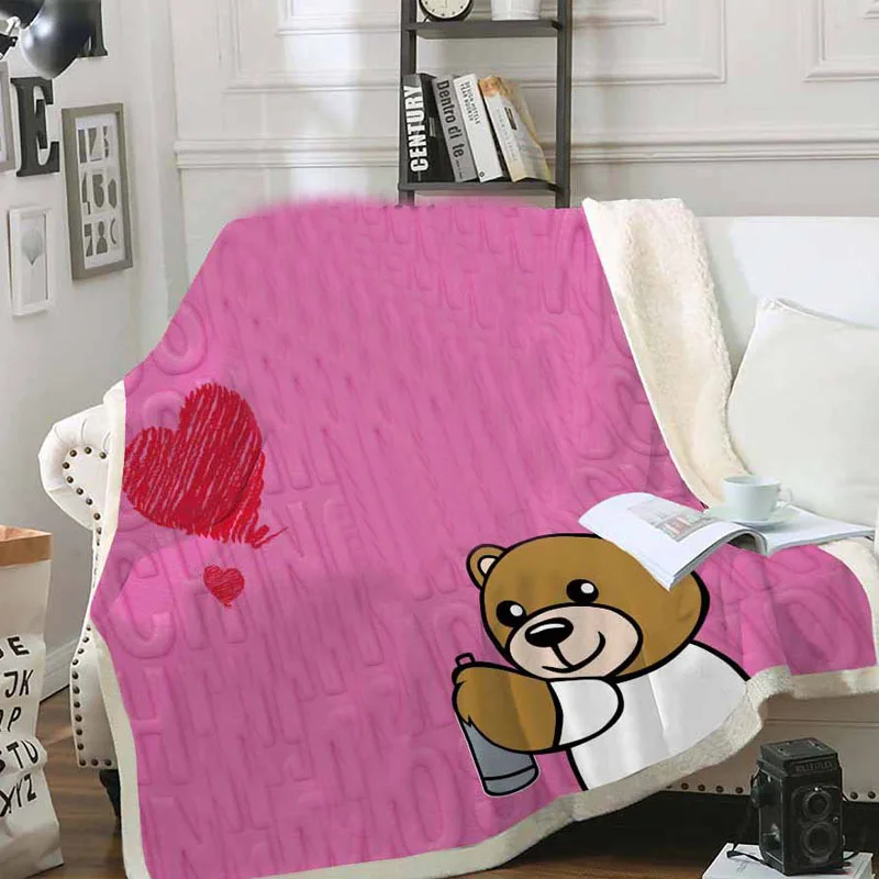 

2020 new double thick cashmere sofa blanket, bear blanket, comfortable and warm blanket for newborn, fashionable square blanket