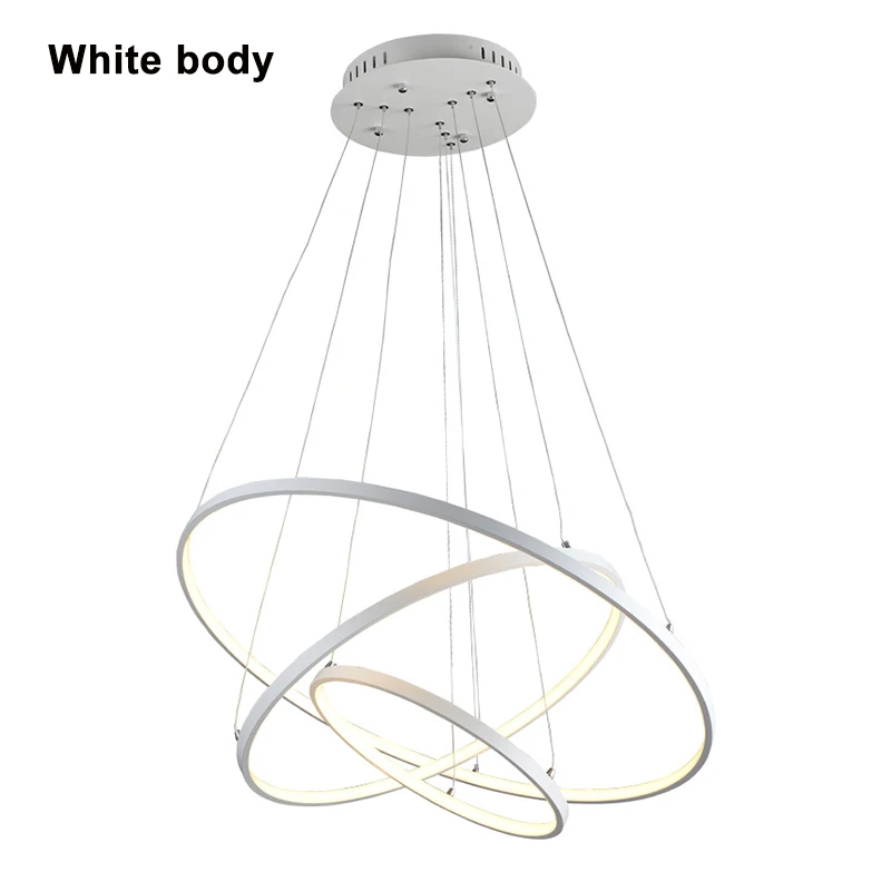 Современная светодиодная люстра, круглые кольца, Подвесная лампа, алюминиевый корпус, подвесная потолочная лампа, светильники для столовой, кухни ZZX0002 - Цвет абажура: White body