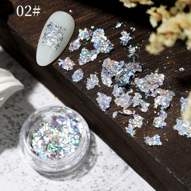 Foil Sequins For Nails Gold Silver Irregular Glitter Flakes Mirror Chrome Powder Manicuring Winter Decorations