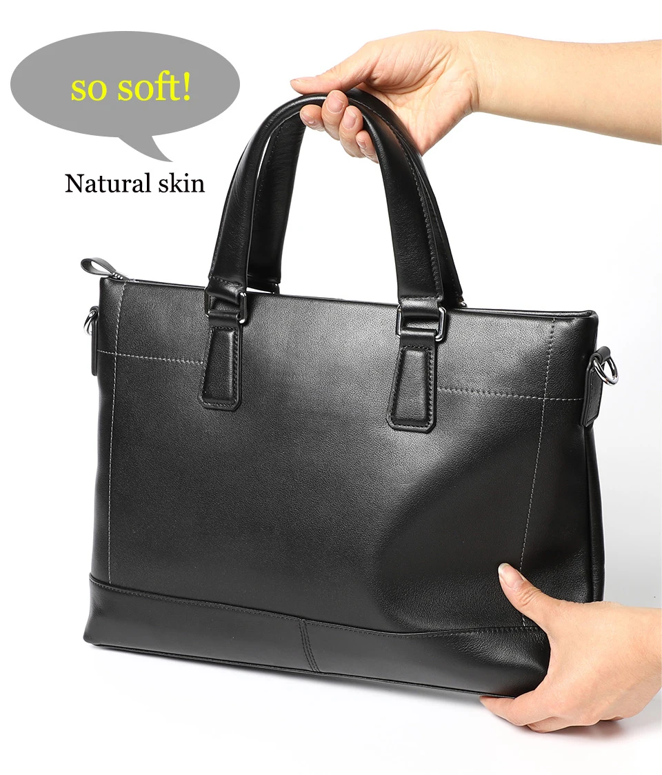 Деловой мужской портфель сумка из натуральной кожи сумка для ноутбука Высококачественная натуральная кожа повседневная мужская сумка на