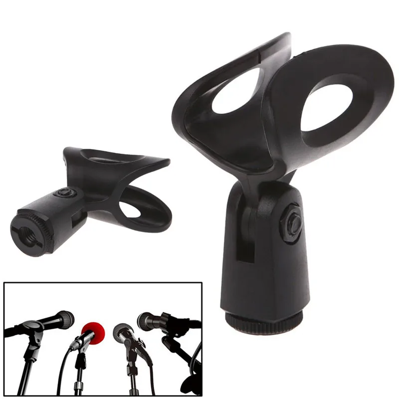 1pc Plastic Black Microphone Stand Holder Mic Accessory Flexible Clamp Clip Mount |