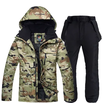 

Winter Thick Warm Camo Ski Jacket Suit Men Waterproof Windproof Skiing Snowboarding Jacket Pants Set Male Outdoor Snow Costumes