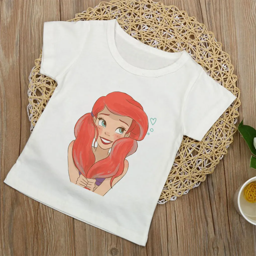Новинка; топы для маленьких девочек; Kawaii; веселые футболки для мальчиков с принтом «веселый год принцессы» крутая Детская футболка с принтом модная Милая одежда для отдыха