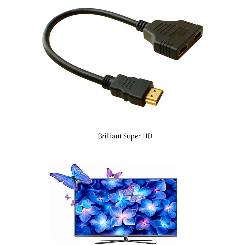 Кабель-разветвитель HDMI 1 папа к двойному HDMI 2 мама Y сплиттер адаптер в HDMI HD светодиодный ЖК-телевизор 30 см