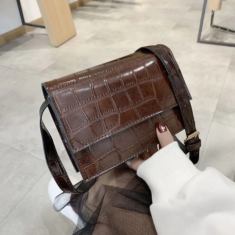 

2019 New alligator crossbody bag for women shoulder bag Luxury Handbags Women Bags Designer Leather Fashion Small Square Bag Sac