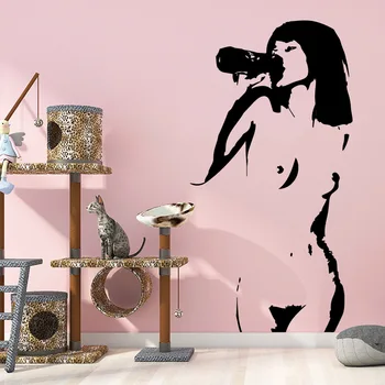 

Drinking Beer naked woman Wall Stickers Vinyl Art Decals Living Room Bedroom Vinyl Art Decal