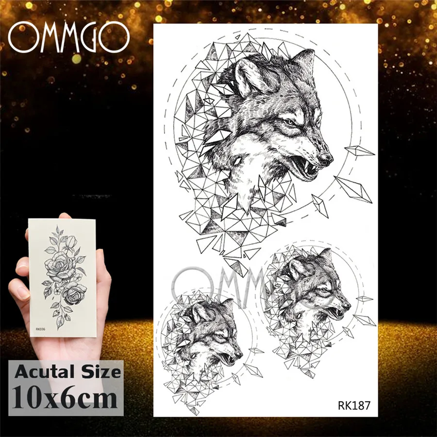 ORK187 OMMGO временная татуировка с лампочкой из стекла, горной сосны, стикер, треугольная волна, Заказная татуировка, боди-арт, рука, черные маленькие фальшивые татуировки - Цвет: ORK187