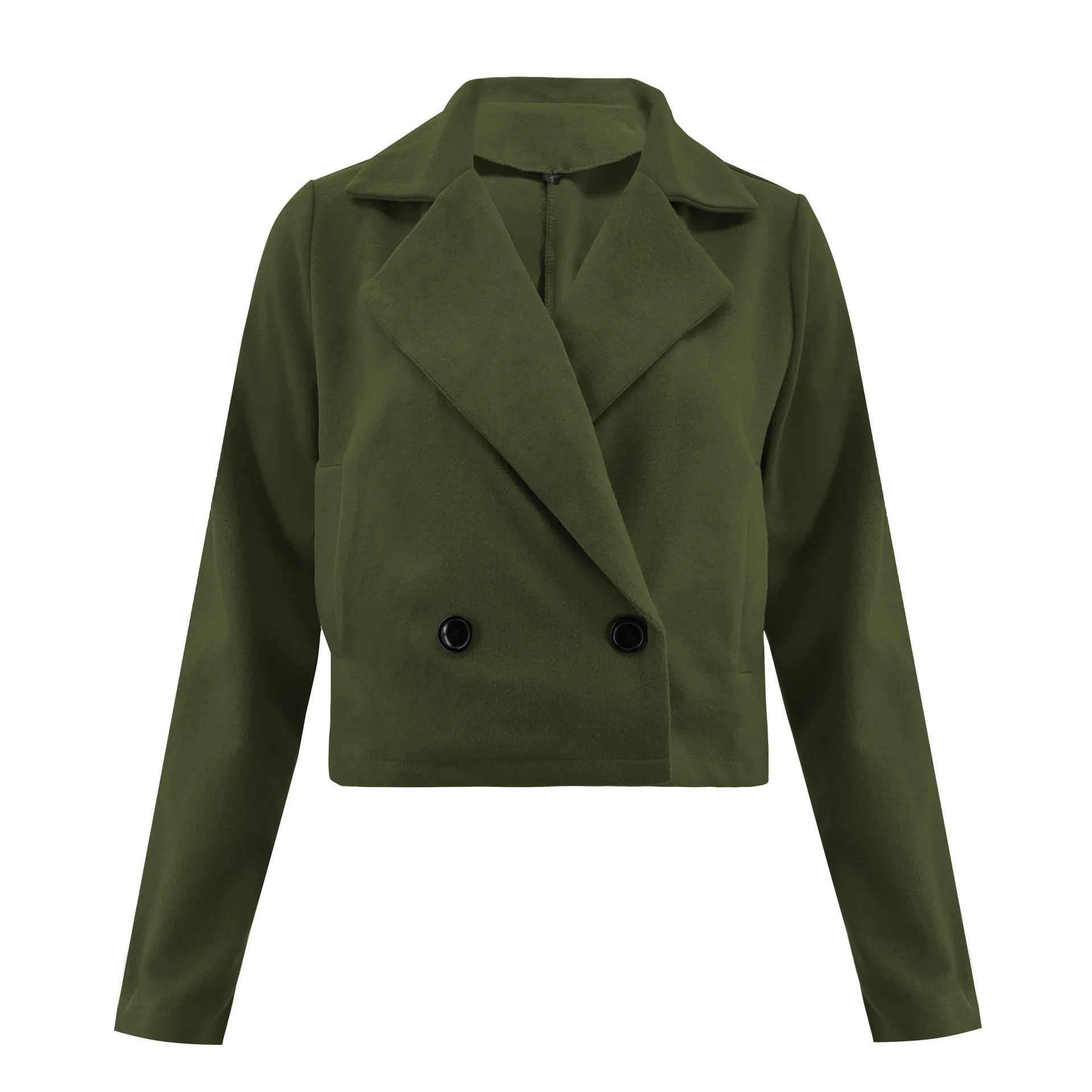 Green Wannathis женская новая зимняя одежда, куртка с v-образным вырезом, женское короткое тонкое шерстяное пальто, короткое пальто с двойной пуговицей, однотонное теплое пальто - Цвет: Green